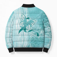 PTSD Awareness Bomber Puffer Jacket Maile Pikake Lokelani Crown Flower Lei Inspired LT9 - Polynesian Pride
