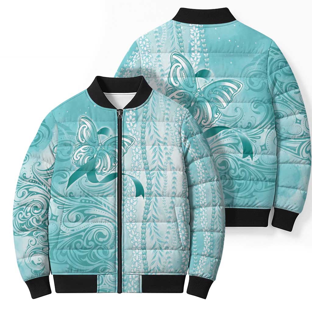 PTSD Awareness Bomber Puffer Jacket Maile Pikake Lokelani Crown Flower Lei Inspired LT9 - Polynesian Pride