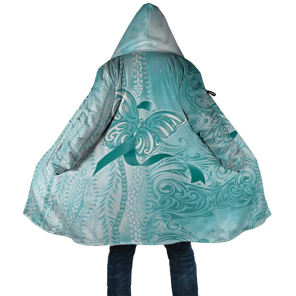 PTSD Awareness Cloak Maile Pikake Lokelani Crown Flower Lei Inspired LT9 Unisex Teal - Polynesian Pride