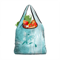 PTSD Awareness Grocery Bag Maile Pikake Lokelani Crown Flower Lei Inspired LT9 1-pack One Size Teal - Polynesian Pride
