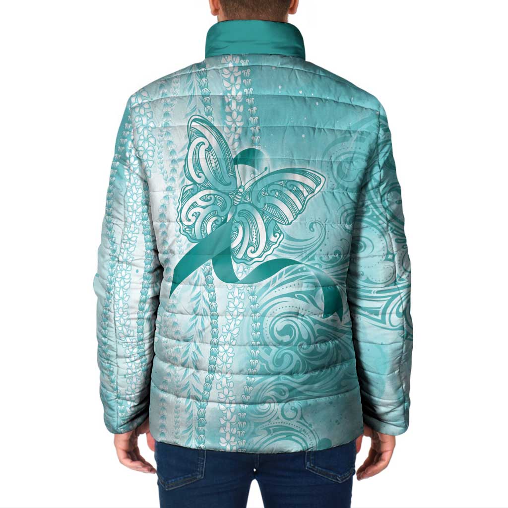 PTSD Awareness Padded Jacket Maile Pikake Lokelani Crown Flower Lei Inspired LT9 - Polynesian Pride