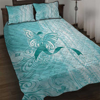 PTSD Awareness Quilt Bed Set Maile Pikake Lokelani Crown Flower Lei Inspired LT9 Teal - Polynesian Pride
