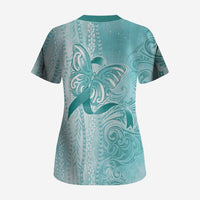 PTSD Awareness Scrub Top Maile Pikake Lokelani Crown Flower Lei Inspired LT9 - Polynesian Pride
