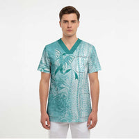 PTSD Awareness Scrub Top Maile Pikake Lokelani Crown Flower Lei Inspired LT9 - Polynesian Pride