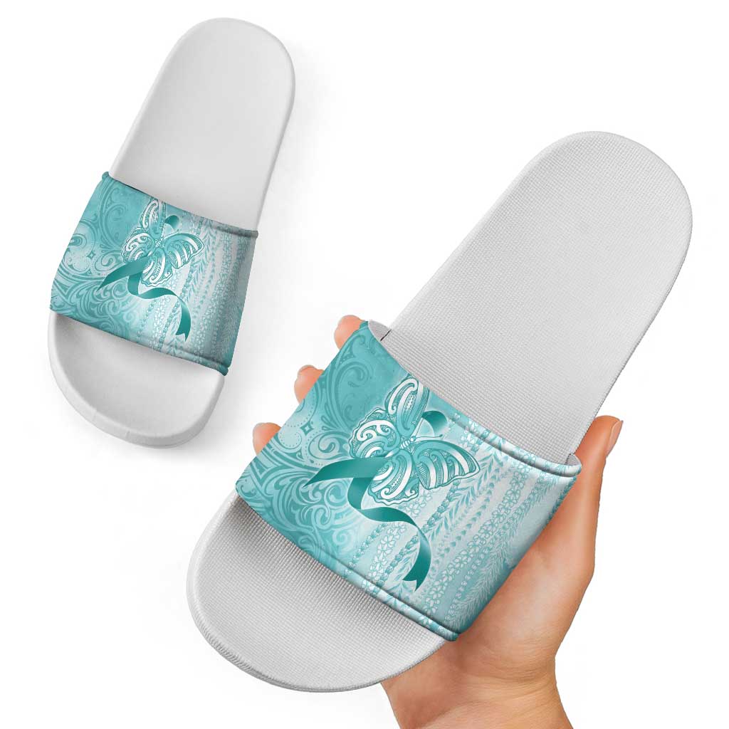 PTSD Awareness Slide Sandals Maile Pikake Lokelani Crown Flower Lei Inspired LT9 - Polynesian Pride