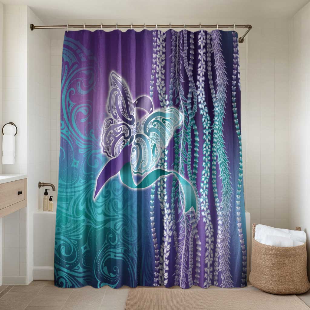 Suicide Prevention Awareness Bathroom Set Maile Pikake Lokelani Crown Flower Lei Inspired LT9 Shower Curtain Only Multicolor - Polynesian Pride
