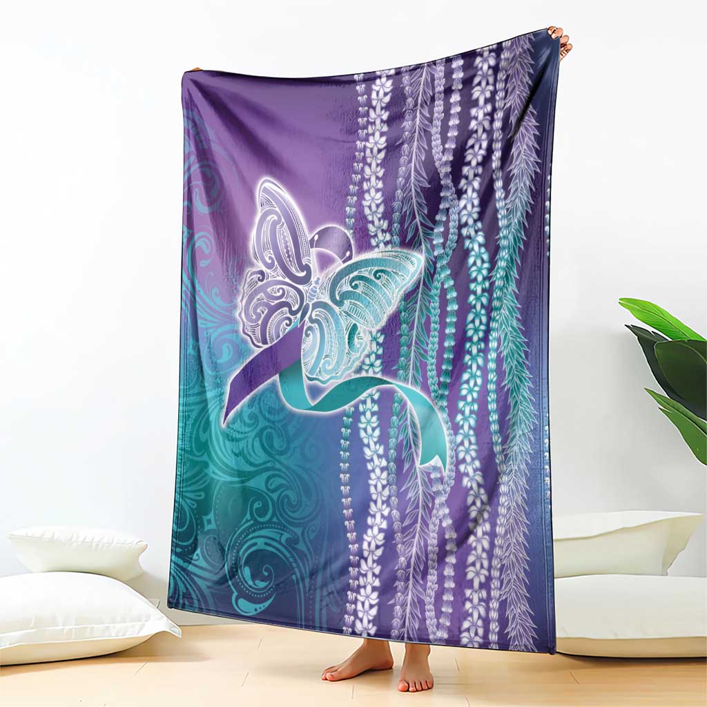 Suicide Prevention Awareness Blanket Maile Pikake Lokelani Crown Flower Lei Inspired LT9 - Polynesian Pride