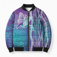 Suicide Prevention Awareness Bomber Puffer Jacket Maile Pikake Lokelani Crown Flower Lei Inspired LT9 Unisex Multicolor - Polynesian Pride