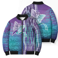 Suicide Prevention Awareness Bomber Puffer Jacket Maile Pikake Lokelani Crown Flower Lei Inspired LT9 - Polynesian Pride