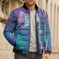 Suicide Prevention Awareness Bomber Puffer Jacket Maile Pikake Lokelani Crown Flower Lei Inspired LT9 - Polynesian Pride