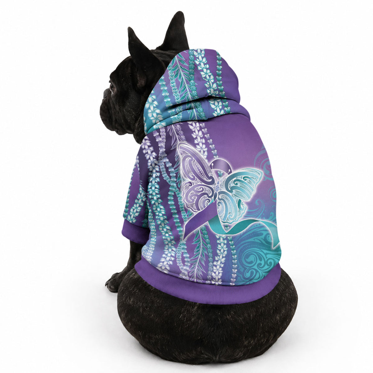Suicide Prevention Support Pet Hoodie Maile Pikake Lokelani Crown Flower Lei Inspired LT9 - Polynesian Pride