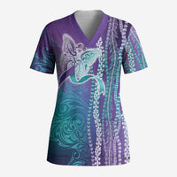 Suicide Prevention Awareness Scrub Top Maile Pikake Lokelani Crown Flower Lei Inspired LT9 Adult Multicolor - Polynesian Pride