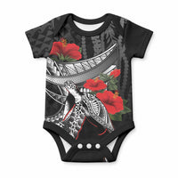 Hawaiian Honu Personalized Baby Onesie Black Tribal Hook Pattern LT9 Blue - Polynesian Pride