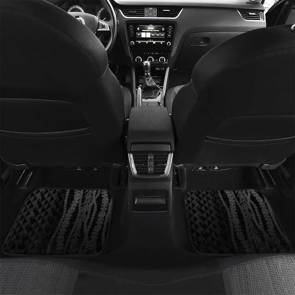 Hawaiian Honu Personalized Car Mats Black Tribal Hook Pattern LT9 Set 2pcs - Back Black - Polynesian Pride