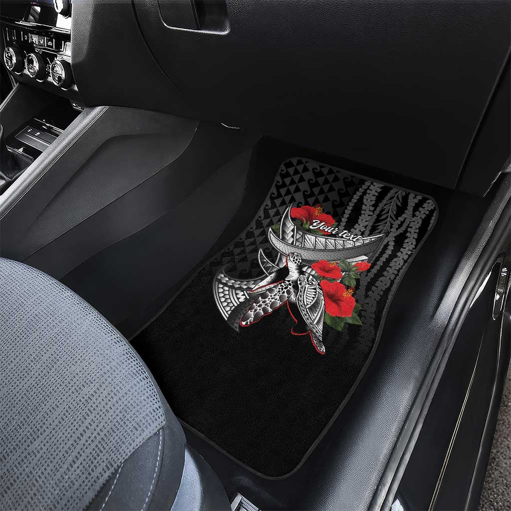 Hawaiian Honu Personalized Car Mats Black Tribal Hook Pattern LT9 - Polynesian Pride