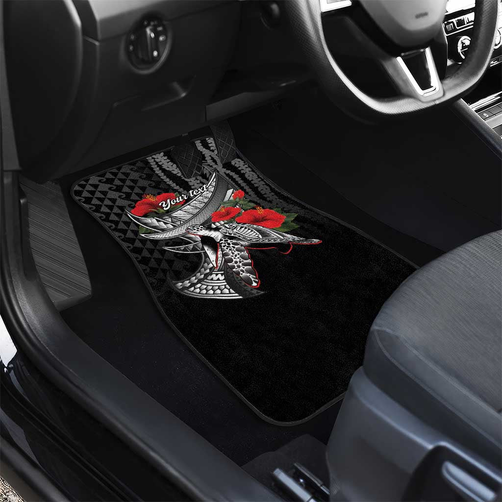 Hawaiian Honu Personalized Car Mats Black Tribal Hook Pattern LT9 - Polynesian Pride