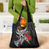 Hawaiian Honu Personalized Grocery Bag Black Tribal Hook Pattern LT9 - Polynesian Pride