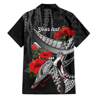 Hawaiian Honu Personalized Hawaiian Shirt Black Tribal Hook Pattern LT9 - Polynesian Pride