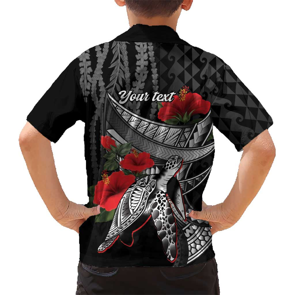 Hawaiian Honu Personalized Hawaiian Shirt Black Tribal Hook Pattern LT9 - Polynesian Pride