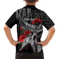 Hawaiian Honu Personalized Kid Hawaiian Shirt Black Tribal Hook Pattern LT9 - Polynesian Pride