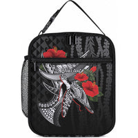 Hawaiian Honu Personalized Lunch Bag Black Tribal Hook Pattern LT9 10.2 × 8.3 × 4.3 inch Blue - Polynesian Pride