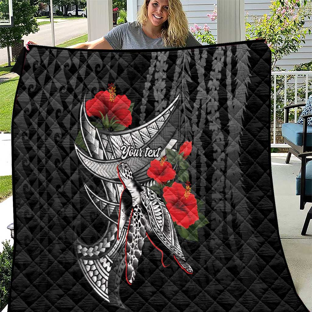 Hawaiian Honu Personalized Quilt Black Tribal Hook Pattern LT9 Black - Polynesian Pride