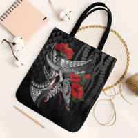 Hawaiian Honu Personalized Tote Bag Black Tribal Hook Pattern LT9 Black Strap One Size Black - Polynesian Pride