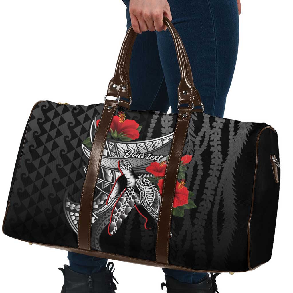 Hawaiian Honu Personalized Travel Bag Black Tribal Hook Pattern LT9 - Polynesian Pride