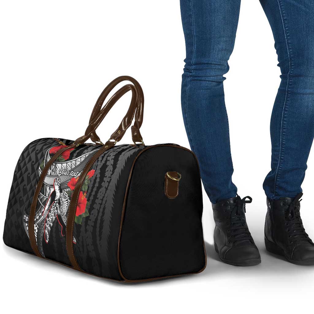 Hawaiian Honu Personalized Travel Bag Black Tribal Hook Pattern LT9 - Polynesian Pride