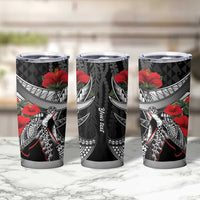 Hawaiian Honu Personalized Tumbler Cup Black Tribal Hook Pattern LT9 - Polynesian Pride