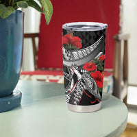 Hawaiian Honu Personalized Tumbler Cup Black Tribal Hook Pattern LT9 - Polynesian Pride