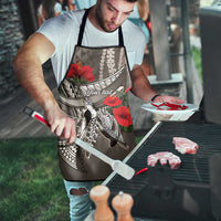 Hawaiian Honu Personalized Apron Mocha Mousse Hibiscus Tribal Hook Pattern LT9 - Polynesian Pride
