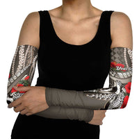 Hawaiian Honu Personalized Arm Sleeves Mocha Mousse Hibiscus Tribal Hook Pattern LT9 - Polynesian Pride