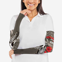 Hawaiian Honu Personalized Arm Sleeves Mocha Mousse Hibiscus Tribal Hook Pattern LT9 - Polynesian Pride
