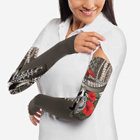 Hawaiian Honu Personalized Arm Sleeves Mocha Mousse Hibiscus Tribal Hook Pattern LT9 - Polynesian Pride