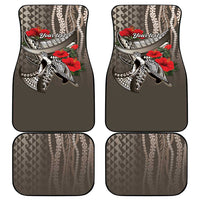 Hawaiian Honu Personalized Car Mats Mocha Mousse Hibiscus Tribal Hook Pattern LT9 - Polynesian Pride