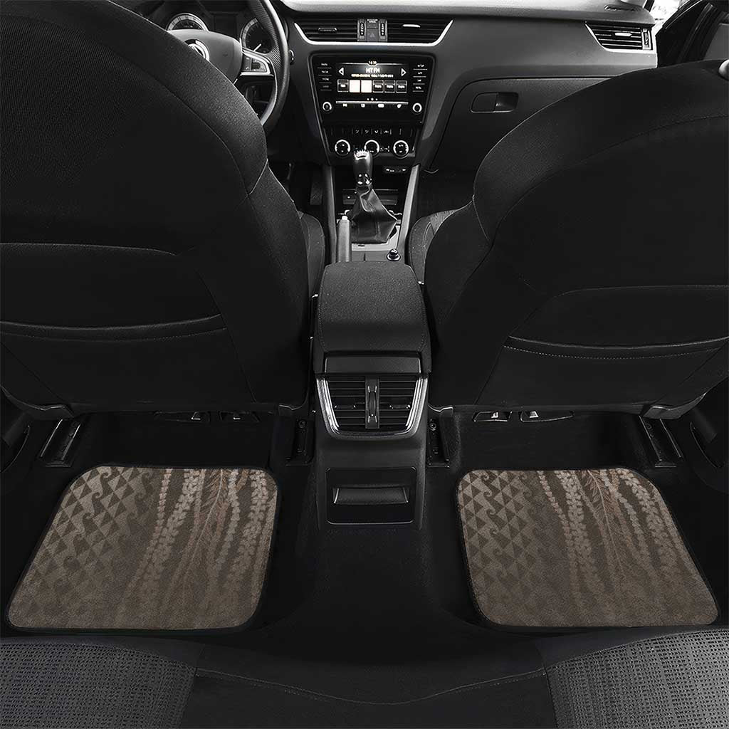 Hawaiian Honu Personalized Car Mats Mocha Mousse Hibiscus Tribal Hook Pattern LT9 Set 2pcs - Back Mocha - Polynesian Pride