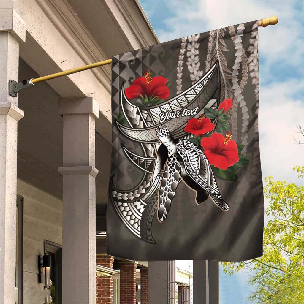 Hawaiian Honu Personalized Garden Flag Mocha Mousse Hibiscus Tribal Hook Pattern LT9 House Flag Mocha - Polynesian Pride