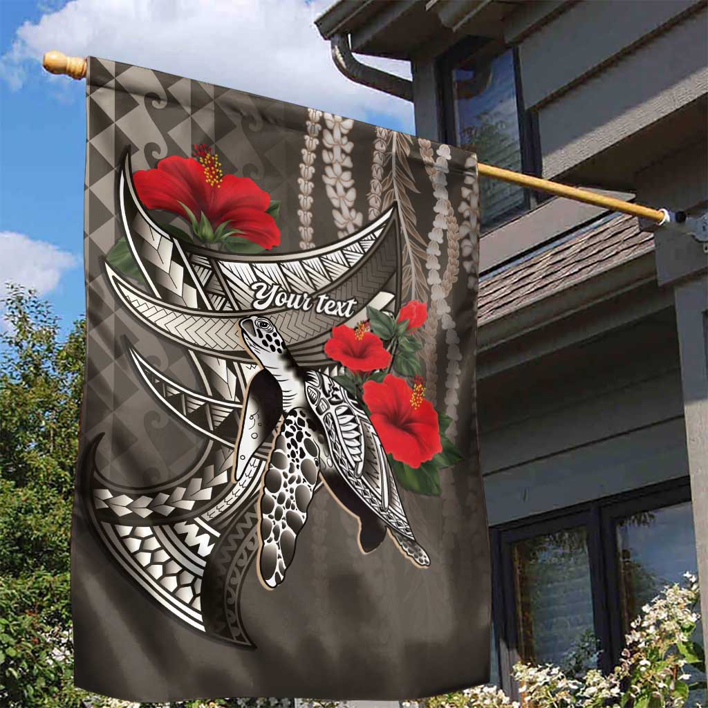 Hawaiian Honu Personalized Garden Flag Mocha Mousse Hibiscus Tribal Hook Pattern LT9 - Polynesian Pride