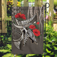 Hawaiian Honu Personalized Garden Flag Mocha Mousse Hibiscus Tribal Hook Pattern LT9 Garden Flag Mocha - Polynesian Pride