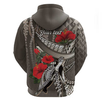 Hawaiian Honu Personalized Hoodie Mocha Mousse Hibiscus Tribal Hook Pattern LT9 - Polynesian Pride