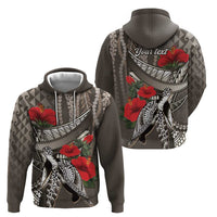Hawaiian Honu Personalized Hoodie Mocha Mousse Hibiscus Tribal Hook Pattern LT9 - Polynesian Pride