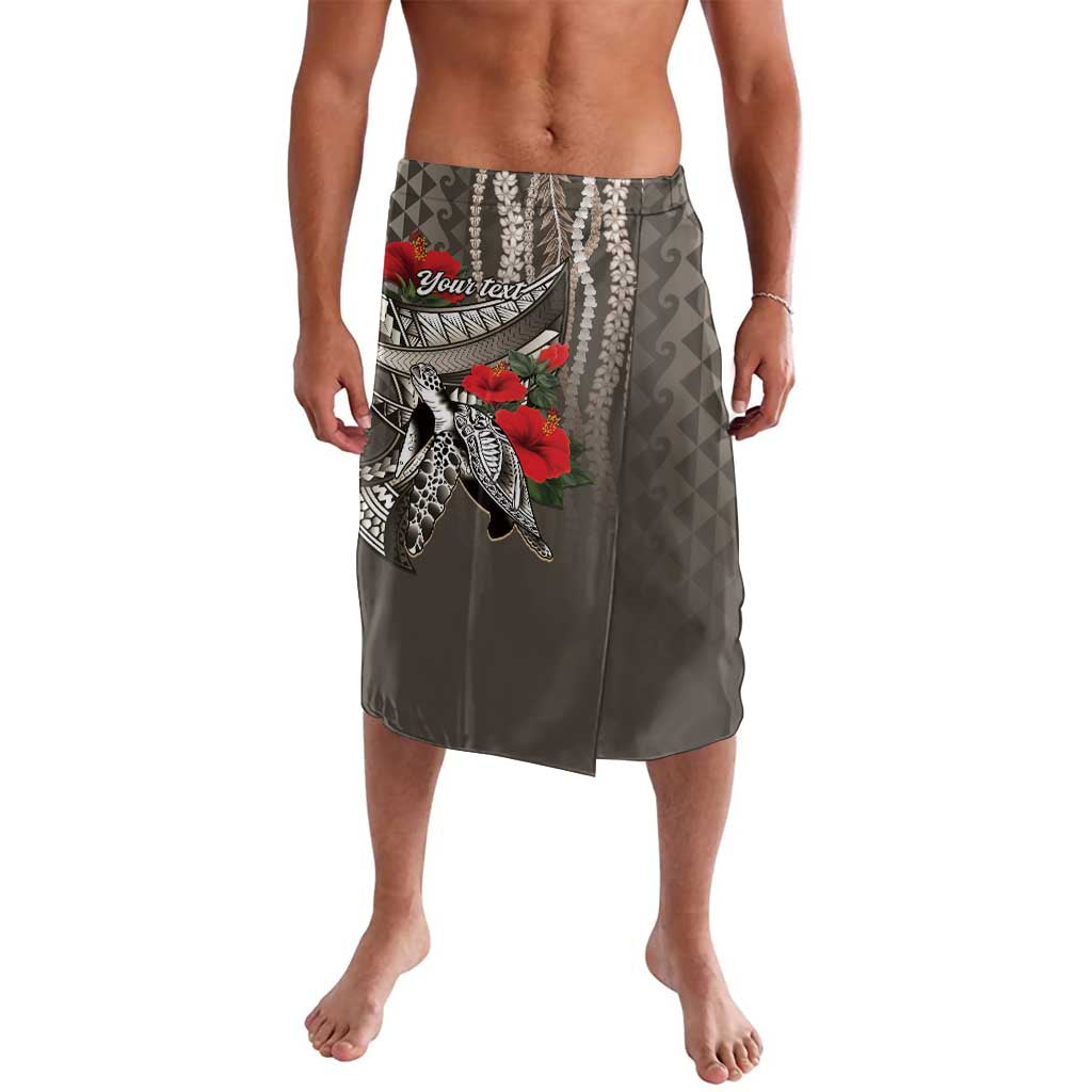 Hawaiian Honu Personalized Lavalava Mocha Mousse Hibiscus Tribal Hook Pattern LT9 Mocha - Polynesian Pride
