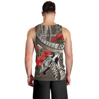 Hawaiian Honu Personalized Men Tank Top Mocha Mousse Hibiscus Tribal Hook Pattern LT9 - Polynesian Pride
