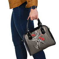Hawaiian Honu Personalized Shoulder Handbag Mocha Mousse Hibiscus Tribal Hook Pattern LT9 - Polynesian Pride