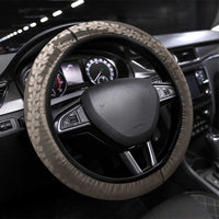 Hawaiian Honu Steering Wheel Cover Mocha Mousse Hibiscus Tribal Hook Pattern LT9 Universal Fit Mocha - Polynesian Pride