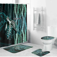 Hawaiian Honu Personalized Bathroom Set Dark Cyan Maile Pikake Flower Lei Inspired LT9 Bathroom Set (4 pcs) Cyan - Polynesian Pride