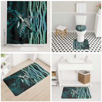 Hawaiian Honu Personalized Bathroom Set Dark Cyan Maile Pikake Flower Lei Inspired LT9 - Polynesian Pride