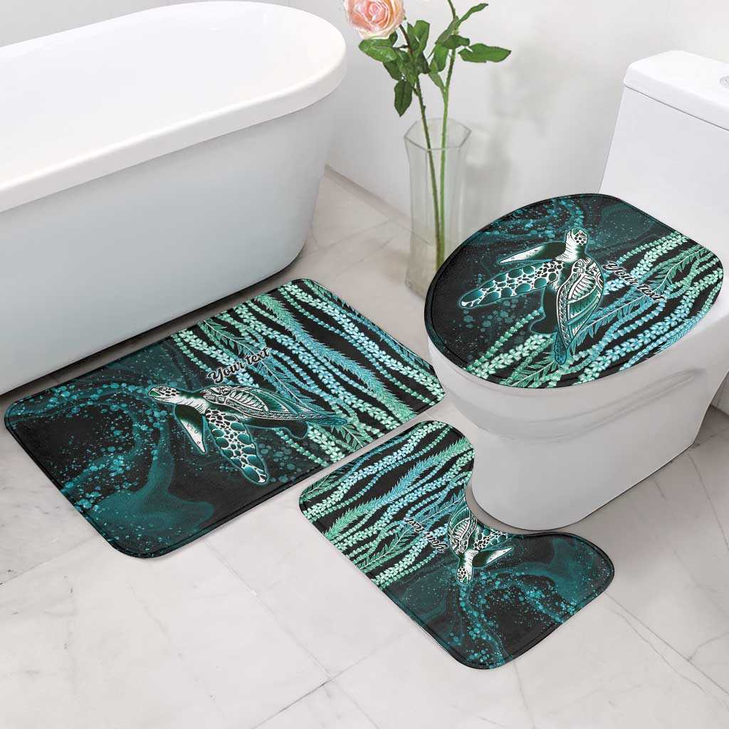 Hawaiian Honu Personalized Bathroom Set Dark Cyan Maile Pikake Flower Lei Inspired LT9 - Polynesian Pride