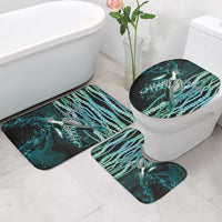 Hawaiian Honu Personalized Bathroom Set Dark Cyan Maile Pikake Flower Lei Inspired LT9 - Polynesian Pride